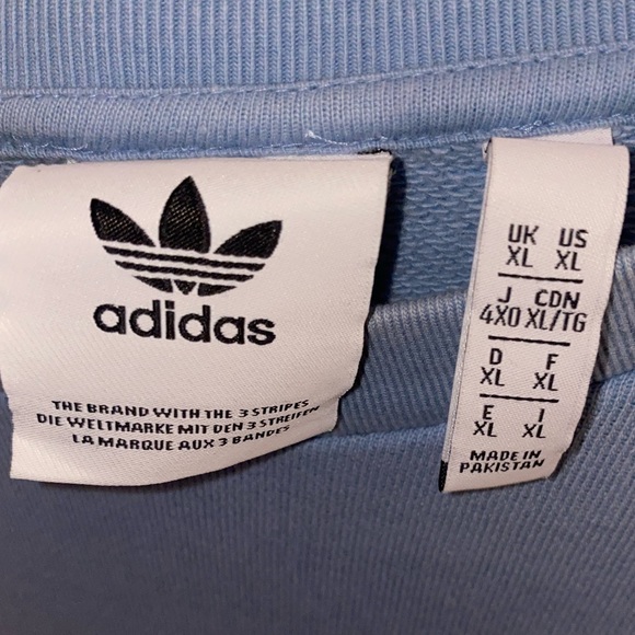 Adidas Ash Blue Crew Neck Sweatshirt Trefoil Logo Crew Size Large - Picture 5 of 6